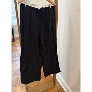 Athleta Black Wide Leg Linen Blend paradise drawstring Pants Women's  L Resort